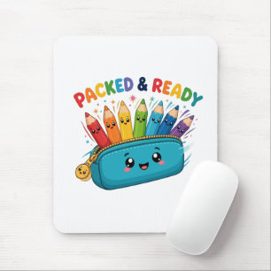 Packed and Ready Cute School Supplies Mouse Pad