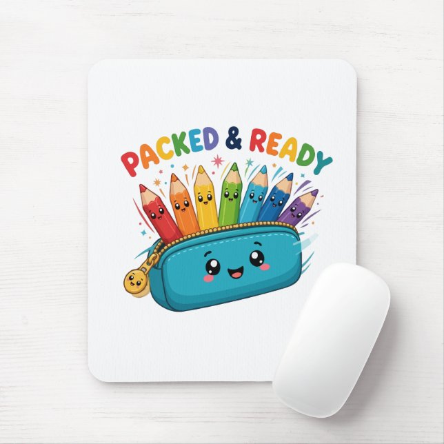 Packed and Ready Cute School Supplies Mouse Pad (With Mouse)