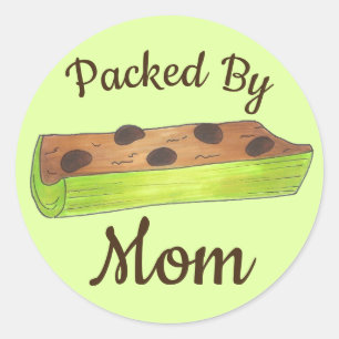 Packed by Mom School Lunch Ants on a Log Celery Classic Round Sticker
