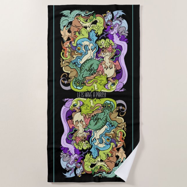 packed in party dragons beach towel (Front)
