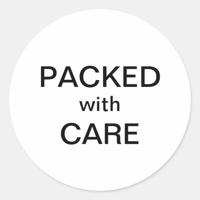 Packed with care classic round sticker (Front)