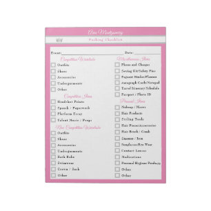 Packing Checklist   Pageant Essentials Notepad