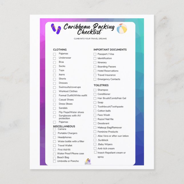 Packing list flyer (Front)