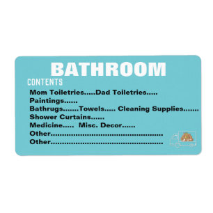 Packing Moving Organizing Labels - Bathroom