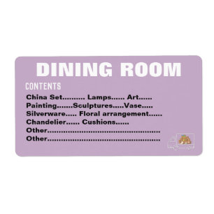Packing Moving Organizing Labels - Dining Room
