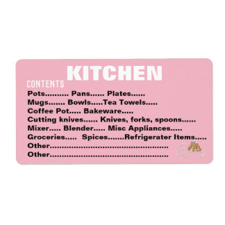 Packing Moving Organizing Labels - Kitchen