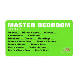 Packing Moving Organizing Labels - Master Bedroom