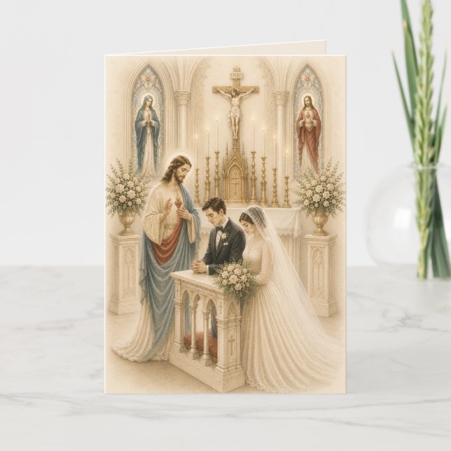 Packs de 10 faire-part de mariage catholique tradi (Devant)