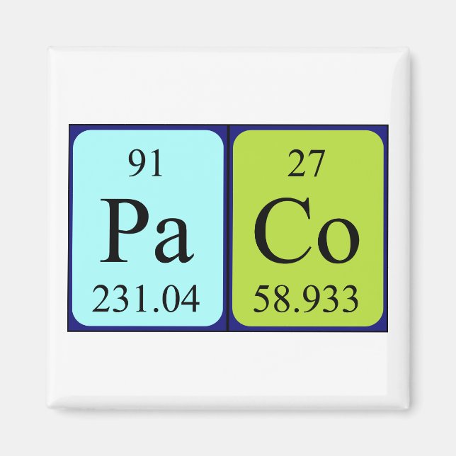 Paco periodic table name magnet (Front)