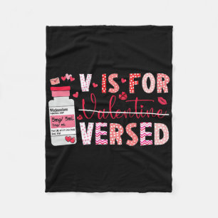 Pacu Crna Icu Er Nurse Valentines Day V Is For Ver Fleece Blanket