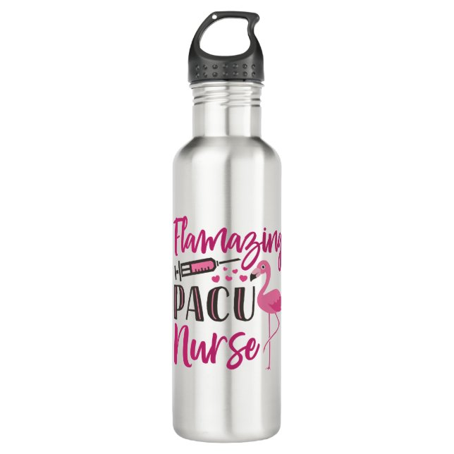PACU Nurse Flamingo Nurse's Week Appreciation Gift 710 Ml Water Bottle (Front)