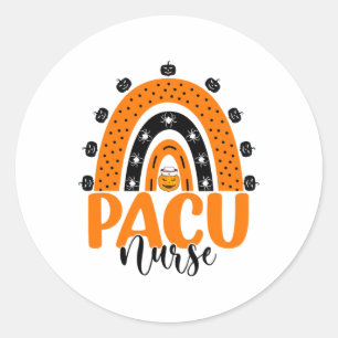 Pacu Nurse Rainbow Pacu Nursing Pumpkin Halloween  Classic Round Sticker