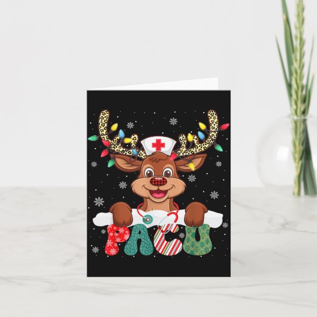 Pacu Nurse Reindeer Nurse Hat Christmas Light Wome Card (Front)