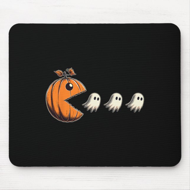 Pacween Funny Halloween Pumpkin Ghost Chomp Gamer  Mouse Pad (Front)