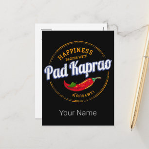 Pad Kaprao Chili Street Food Vintage Thailand Holiday Postcard