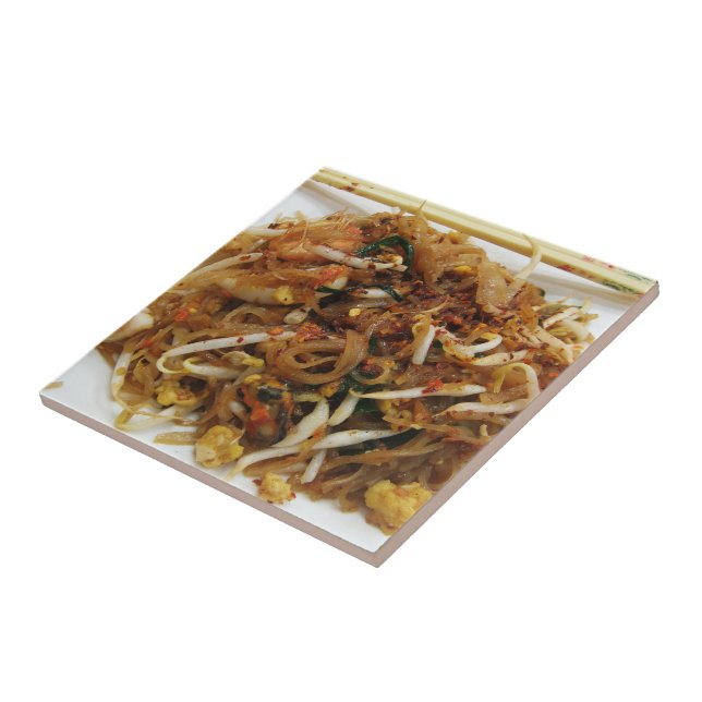 Pad Thai [ผัดไทย] Thailand Street Food Tile (Side)