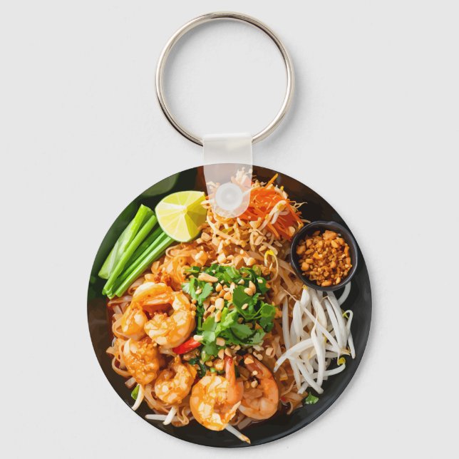 Pad Thai Noodle Dish Themed Promotional  Keychain (Front)