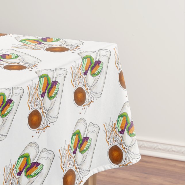 Pad Thai Summmer Rolls Food Festival Restaurant Tablecloth (In Situ)