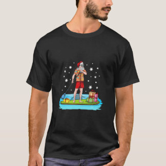 Paddle Board Hawaiian Christmas Santa Claus Mele  T-Shirt