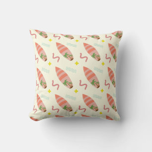 Paddle Board Surf Board Pattern Throw Pillow