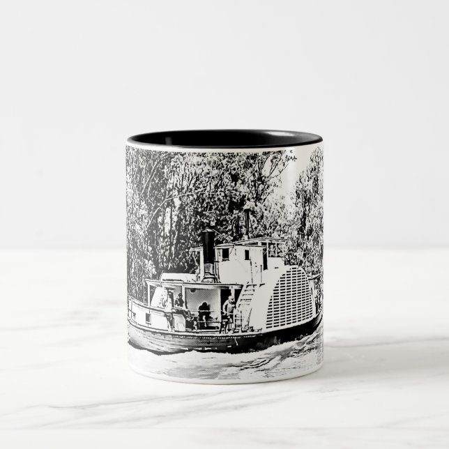 Paddle Boat on Murray River Victoria Two-Tone Coffee Mug (Center)