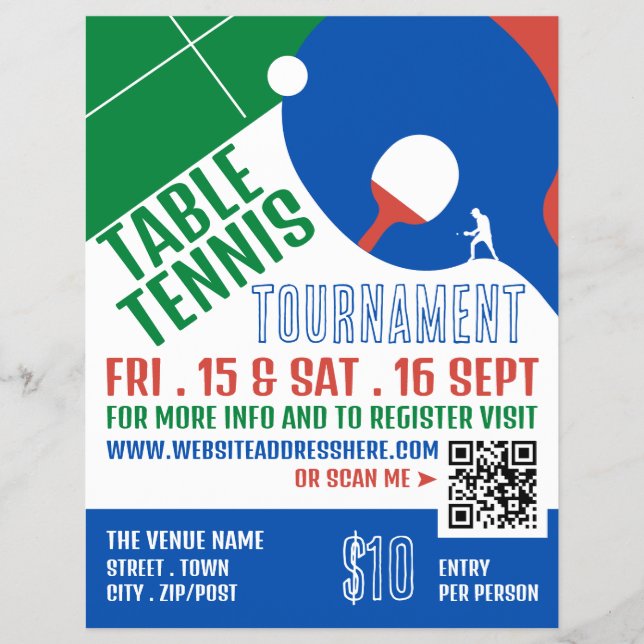 Paddle Design, Table Tennis Tournament Advertising Flyer (Front)