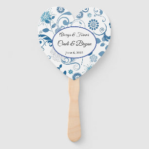 Paddle Fan-Blue Floral Hand Fan