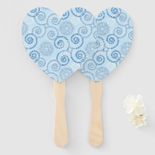 Paddle Fan-Blue Pearls Hand Fan