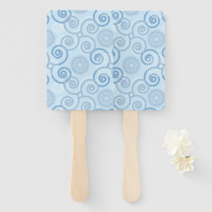 Paddle Fan-Blue Pearls Hand Fan