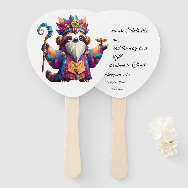 Paddle Fan Sloth Character as Moses (Front and Back)