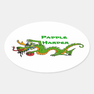 Paddle Harder Dragon Boat Oval Sticker