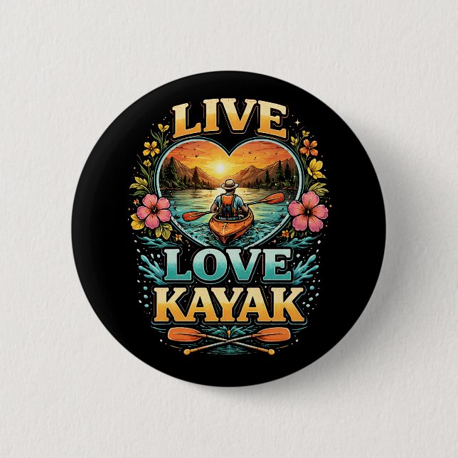Paddle Into the Sunset 2 Inch Round Button (Front)