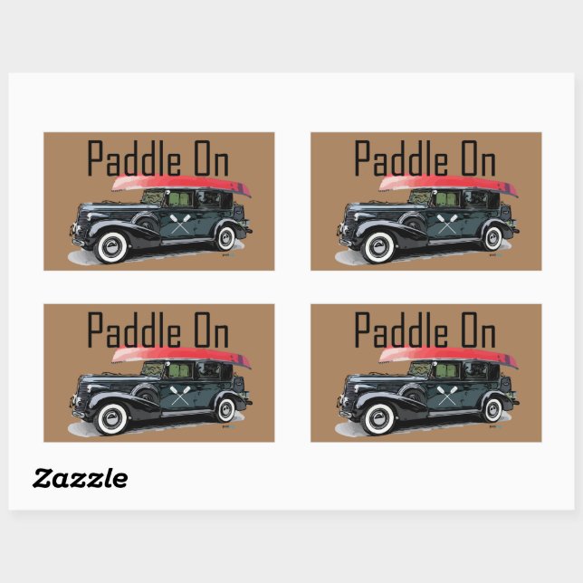 Paddle On Classic Car Design - Rectangle Stickers (Sheet)