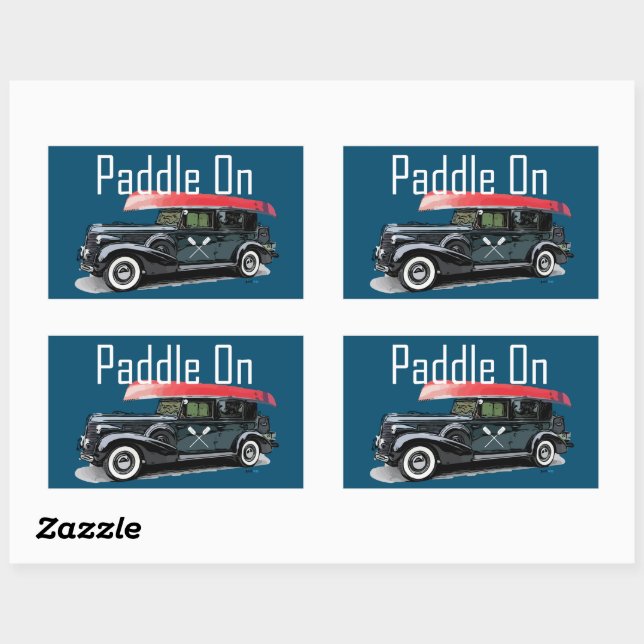 Paddle On Classic Car Design - Rectangle Stickers (Sheet)