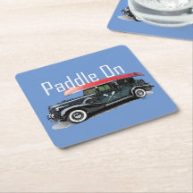 Paddle On Classic Car Design - Square Coaster