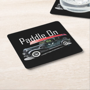 Paddle On Classic Car Design - Square Coaster