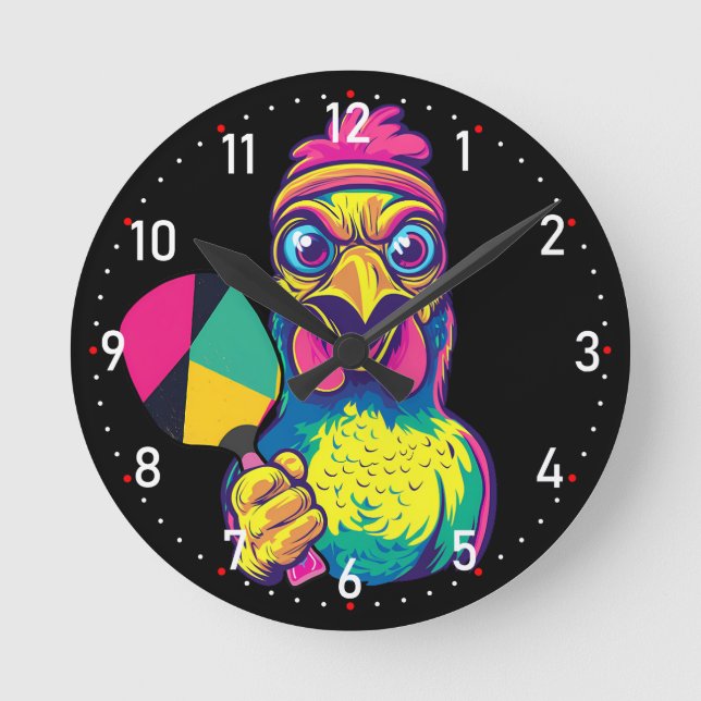 Paddle Peckin' Time Pickleball  Round Clock (Front)
