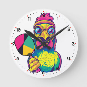 Paddle Peckin' Time Pickleball  Round Clock