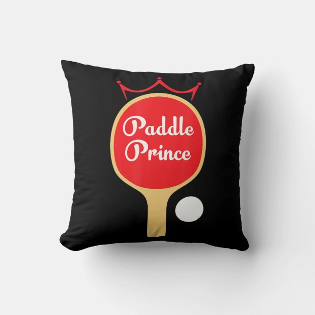 Paddle Prince  Ping Pong Fun Cute Table Tennis Gif Throw Pillow (Front)