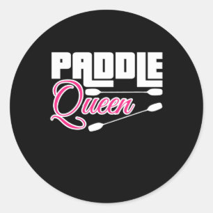 Paddle Queen Girl Kayak Classic Round Sticker