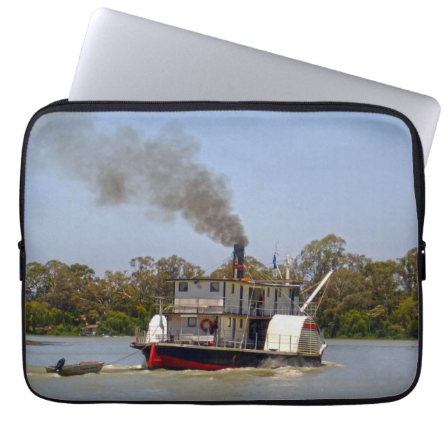 Paddle Steamer Chugging Down The River, Laptop Sleeve (Front)