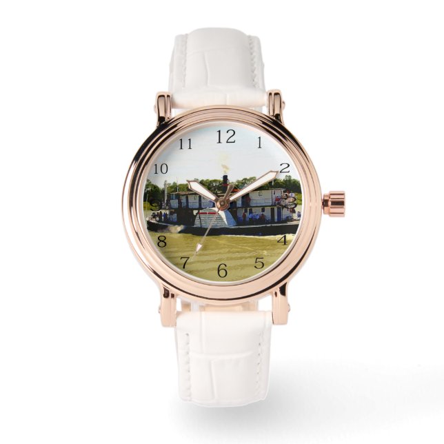 Paddle Steamer On River Watercolour,  Watch (Front)