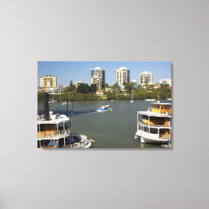 Paddle Steamers, Brisbane River, Brisbane, Canvas Print