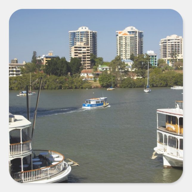 Paddle Steamers, Brisbane River, Brisbane, Square Sticker (Front)