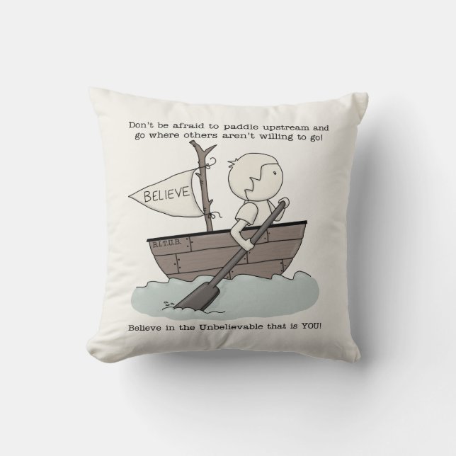 Paddle Upstream Throw Pillow (Front)