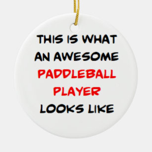 paddleball player, awesome ceramic ornament