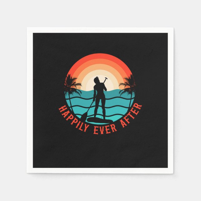 Paddleboard And She Lived Happily Ever After Girl  Napkin (Front)