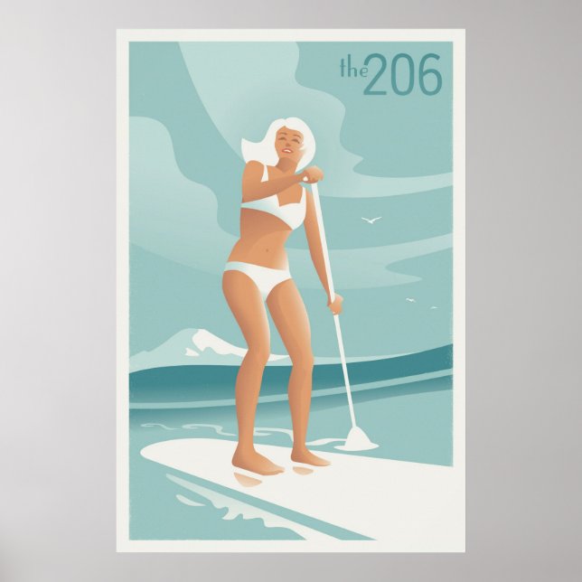 Paddleboarding Lake Washington Poster (Front)