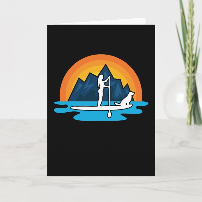 Paddleboarding Paddle Board Girl and Dog Card (Front)