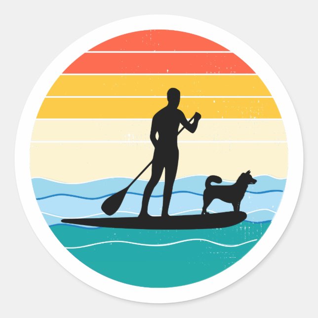 Paddleboarding Paddleboard Paddle Water sports Dog Classic Round Sticker (Front)